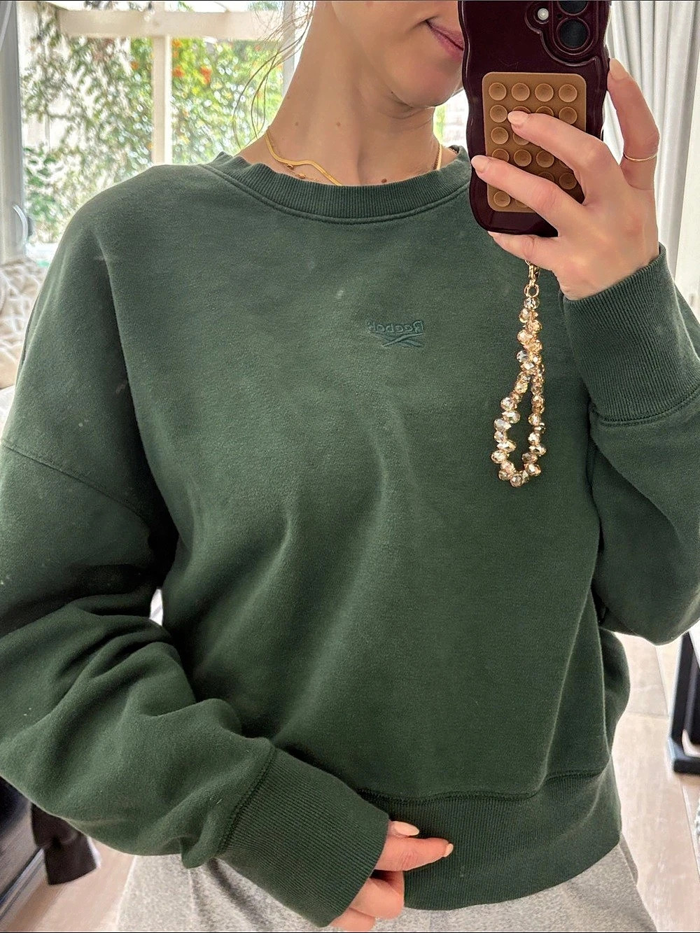 Vintage Reebok Green Tonal Logo Oversized Crewneck Sweatshirt
